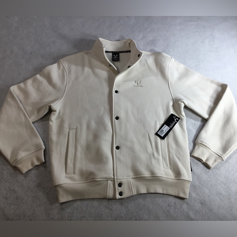 Messi Men's Cream Snap-Front Jacket Sz Medium NWT